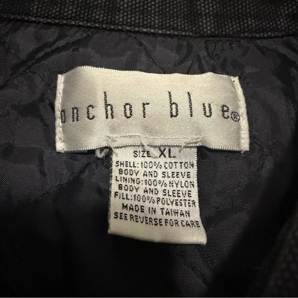 Vintage Anchor Blue Men’s Quilted Work Jacket Black Canvas Size XL